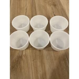 Glasbake Vintage White Glass Custard Cups Ramekin - Set of 6